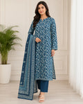 BinSaeed 3PC Stitched Original Lawn Dusty Blue