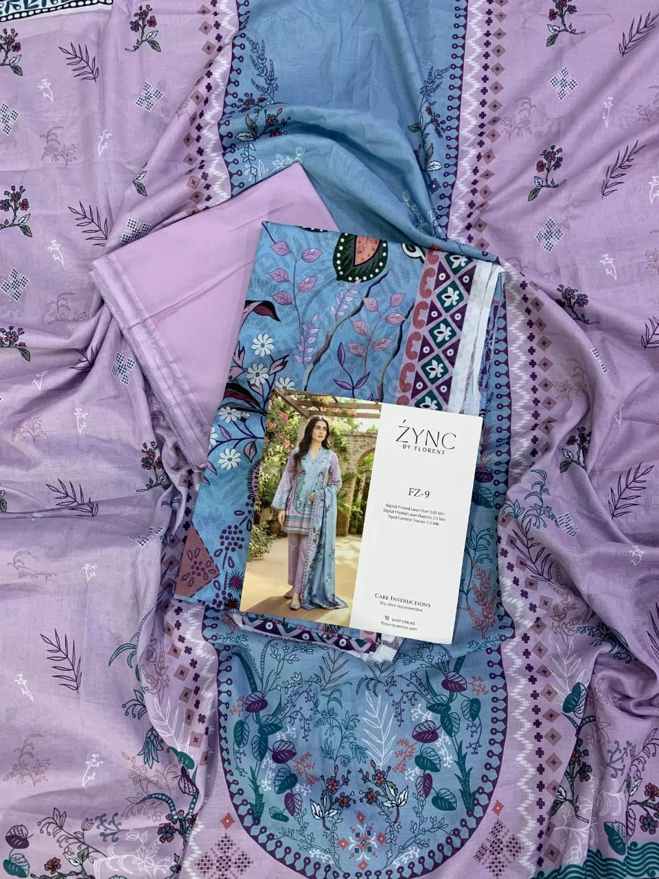 Florent Printed Lawn 3 PC - Light Lavender