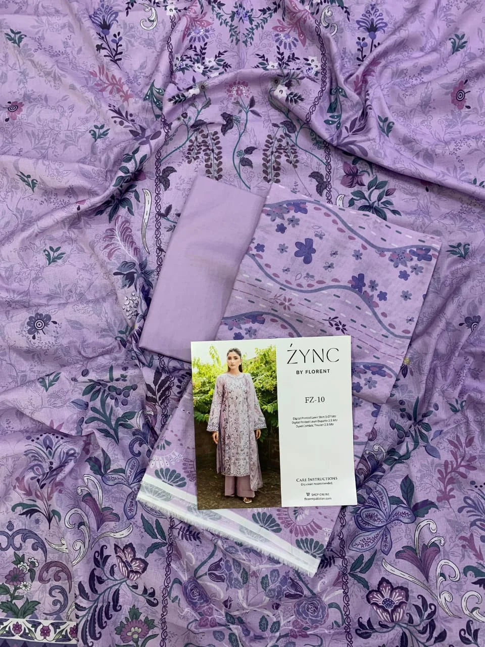 Florent Printed Lawn 3 PC - Lilac Bloom