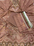 Florent Printed Lawn 3 PC - Mocha Brown
