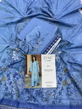 Florent Printed Lawn 3 PC - Sky Blue