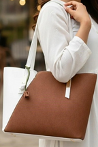 Brown & White Grace Tote Bag