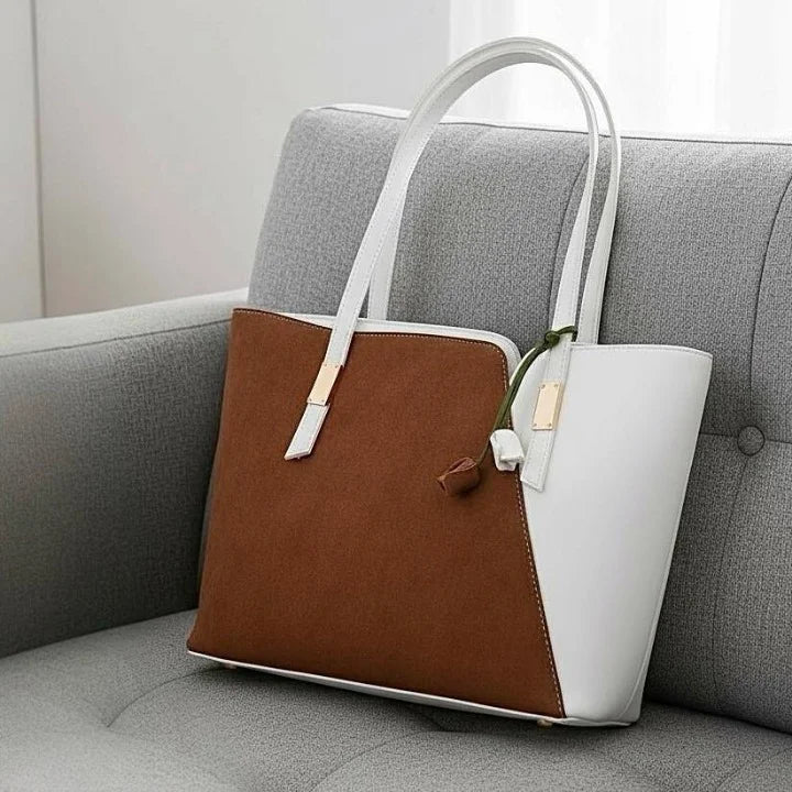 Brown & White Grace Tote Bag