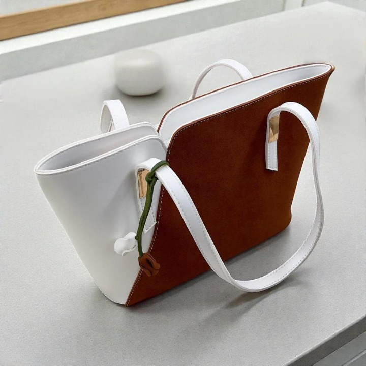 Brown & White Grace Tote Bag