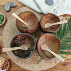 Short & Wide Coconut Shell Serving Bowl