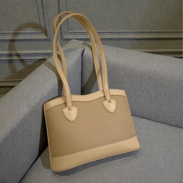 Wheat Beige Weave Tote
