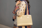 Wheat Beige Weave Tote